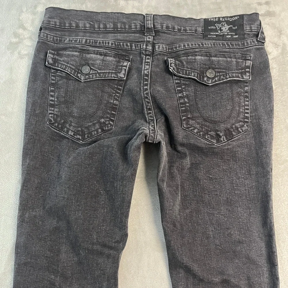 True Religion Rocco Relaxed Skinny Jeans Mens 40x32 Black Flap Pocket Denim